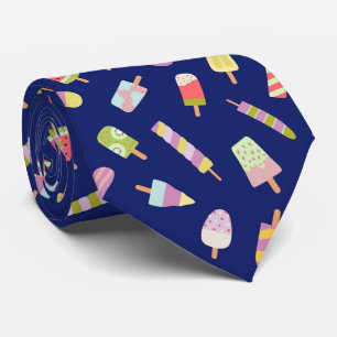 Summer tutti-frutti popsicles on navy blue tie