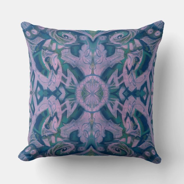 Summer Twilight abstract floral pattern blye lilac Cushion (Front)