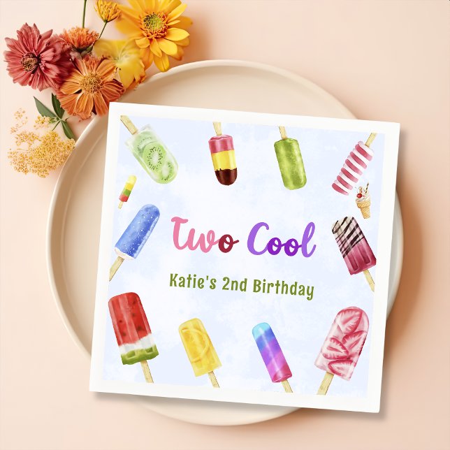 Summer Two Cool Popsicle 2nd Birthday Napkins (Creator Uploaded)