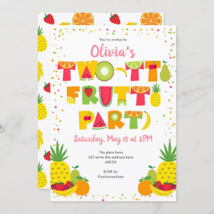 Summer, Twotti Frutti, Tropical, 2nd birthday Invitation