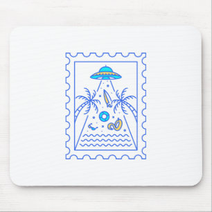 Summer Ufo Invasion Postal Stamp Mouse Pad