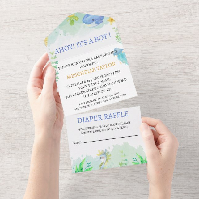 Summer Under the Sea Baby Shower All In One Invitation (Tearaway)