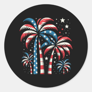 Summer USA Flag 4th of July Classic Round Sticker