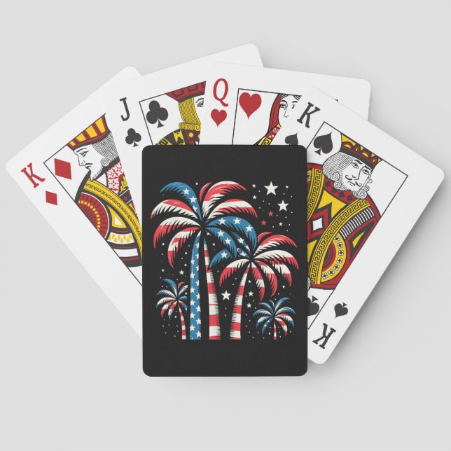 Summer USA Flag 4th of July Playing Cards (Back)