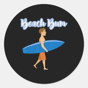 Summer Vacation Beach Bum Love Ocean Surfer Boy Su Classic Round Sticker