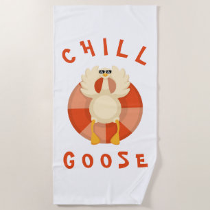 Summer Vacation Beach Chill Goose Swim ring White Towel