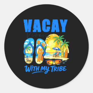 Summer vacation beach family trip vacay vibes with classic round sticker