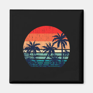Summer vacation beach palm trees retro tropical magnet
