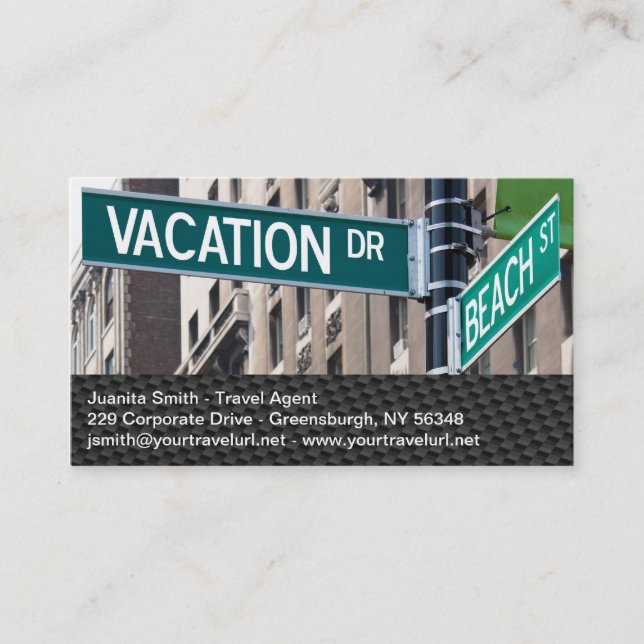 Summer Vacation Beach Street Signs Business Card (Front)