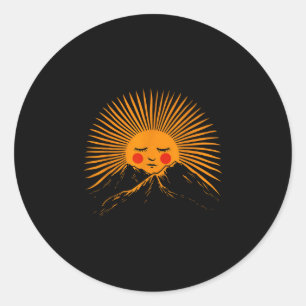 Summer vacation camp camping campfire sunshine classic round sticker