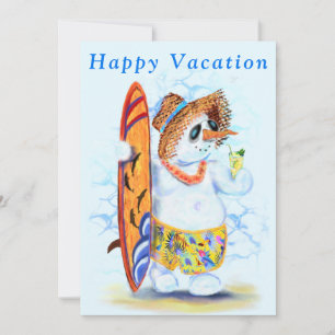 Summer Vacation Card Snowman Surfer - Fun