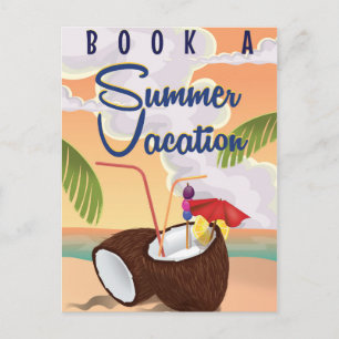 Summer Vacation Cartoon travel poster Postcard