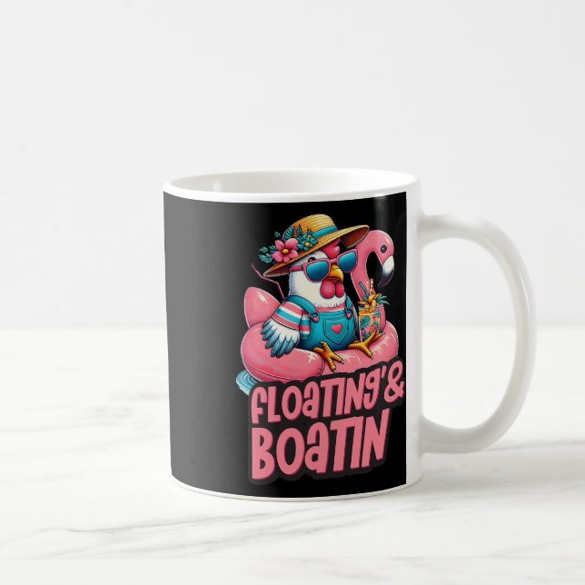 Summer Vacation Chicken Floating Boating Summer Vi Coffee Mug (Right)