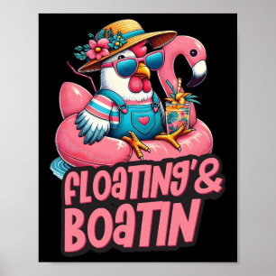 Summer Vacation Chicken Floating Boating Summer Vi Poster