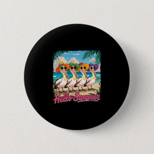 Summer Vacation Costume Group Pelicans Sungles On 6 Cm Round Badge