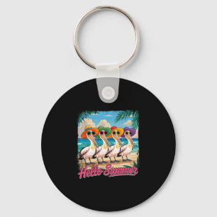 Summer Vacation Costume Group Pelicans Sungles On  Key Ring