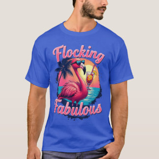 Summer Vacation Flocking Fabulous Flamingo Family  T-Shirt