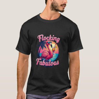 Summer Vacation Flocking Fabulous Flamingo Family  T-Shirt