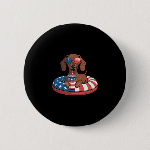 Summer Vacation Funny 4th Of July Dachshund  6 Cm Round Badge