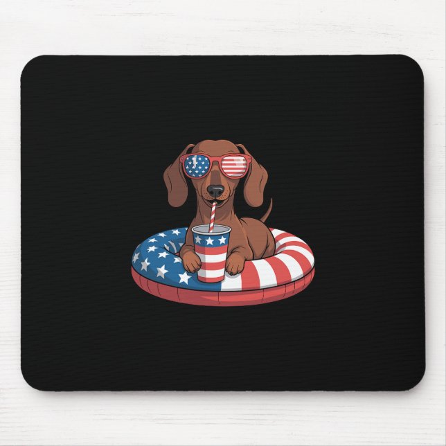 Summer Vacation Funny 4th Of July Dachshund  Mouse Pad (Front)
