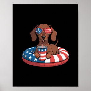 Summer Vacation Funny 4th Of July Dachshund Poster
