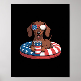 Summer Vacation Funny 4th Of July Dachshund Poster