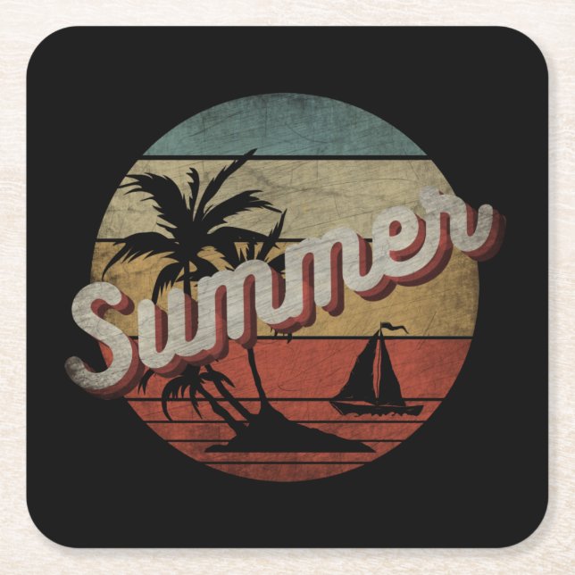 SUMMER VACATION GIFT SQUARE PAPER COASTER (Front)
