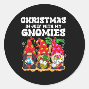 Summer Vacation Gnomes Lover Funny Christmas In Ju Classic Round Sticker