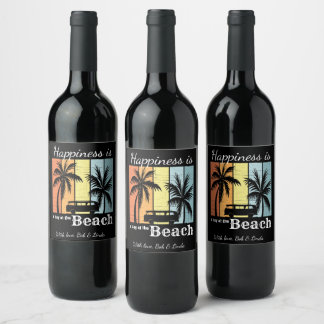 Summer Vacation Happiness is a Day at the Beach Wine Label