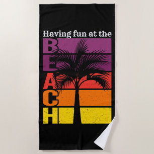 Summer Vacation Having Fun at the Beach Retro Towel