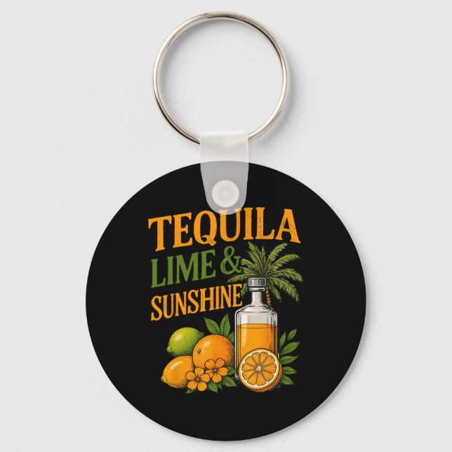 Summer Vacation Holiday Beach Tequila  Key Ring (Front)
