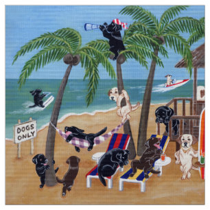 Summer Vacation Labradors Painting Fabric