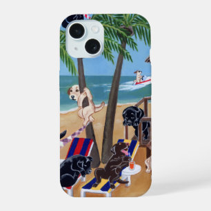 Summer Vacation Labradors Painting iPhone 15 Case