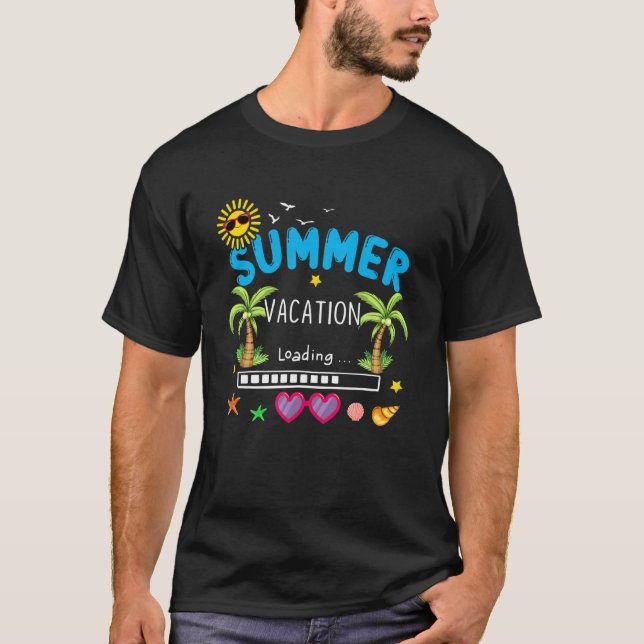 Summer Vacation Loading Palm Tree Teacher Students T-Shirt (Front)