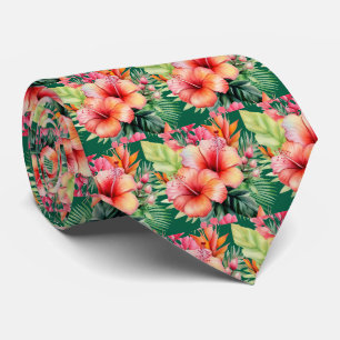 Summer Vacation Neck Tie Tropical Hibiscus