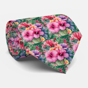 Summer Vacation Neck Tie Tropical Hibiscus