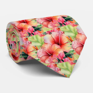 Summer Vacation Neck Tie Tropical Hibiscus