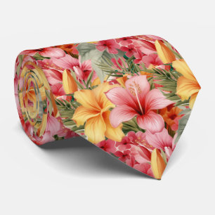 Summer Vacation Neck Tie Tropical Hibiscus