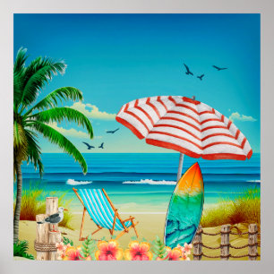 Summer vacation on the beach, Relaxation Poster