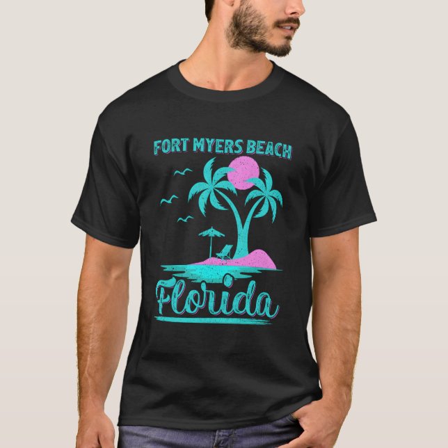 Summer Vacation Palm Tree Florida Fort Myers Beach T-Shirt (Front)