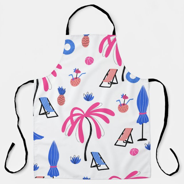 Summer Vacation: Palm Trees Pineapples Pattern Apron (Front)