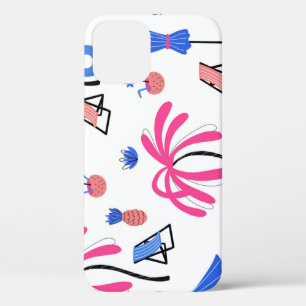 Summer Vacation: Palm Trees Pineapples Pattern iPhone 12 Case