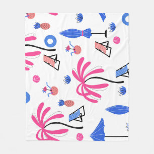 Summer Vacation: Palm Trees Pineapples Pattern Fleece Blanket