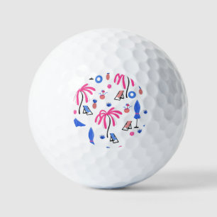 Summer Vacation: Palm Trees Pineapples Pattern Golf Balls