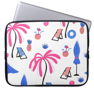 Summer Vacation: Palm Trees Pineapples Pattern Laptop Sleeve