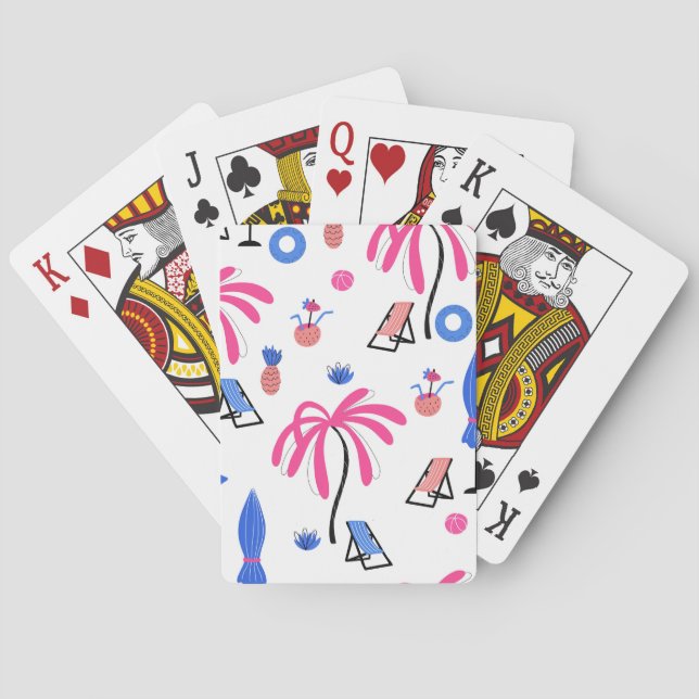 Summer Vacation: Palm Trees Pineapples Pattern Playing Cards (Back)