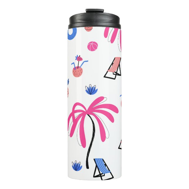 Summer Vacation: Palm Trees Pineapples Pattern Thermal Tumbler (Front)