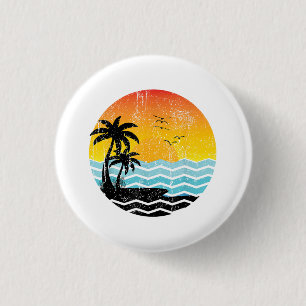 Summer Vacation Palm Trees Retro Sunset Tropical S 3 Cm Round Badge