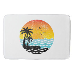 Summer Vacation Palm Trees Retro Sunset Tropical S Bath Mat