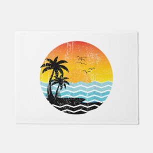Summer Vacation Palm Trees Retro Sunset Tropical S Doormat